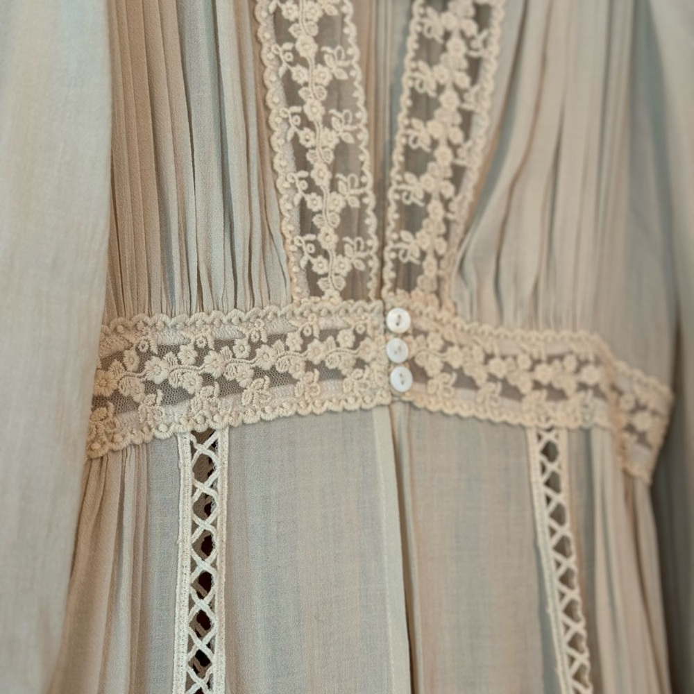 NWT Spell & the Gypsy Le Gauze Lace duster Small new off white dress wedding - Picture 12 of 17